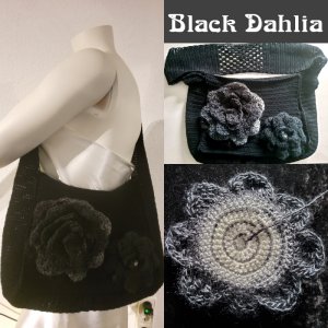 Black Dahlia Handtasche gehäkelt für den Designwettbewerb