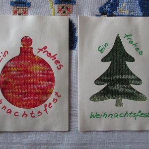 Weihnachtskarten mit Strickeinsatz