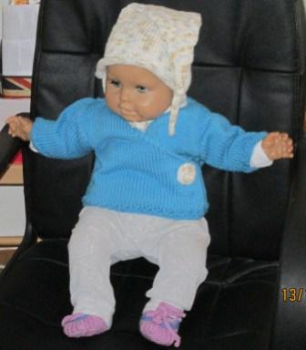 Baby (Puppen) Ausstattung (Mütze, Jacke, Schuhe)