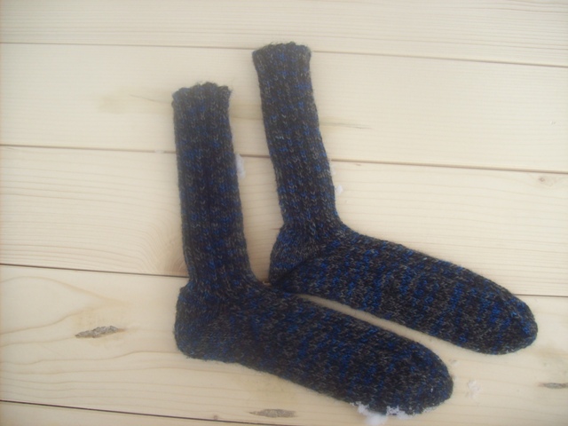 Socken 6-fach Garn blau-grau