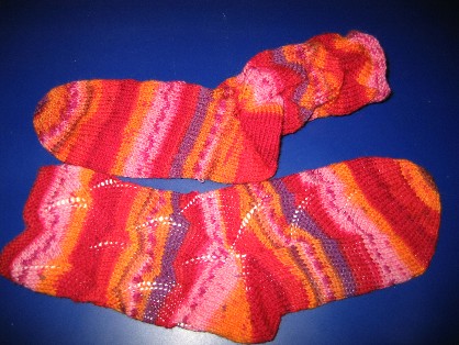 Socken im Secret Shellmuster mit Aldiwolle gestrickt