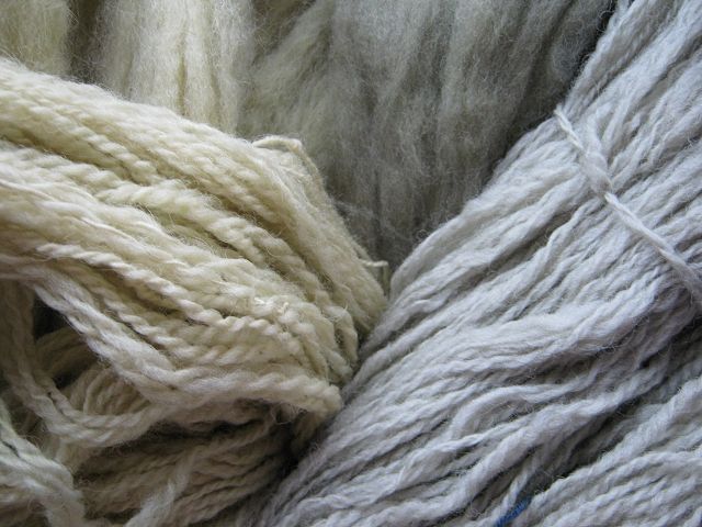 Wolle mit Farnkraut gefärbt